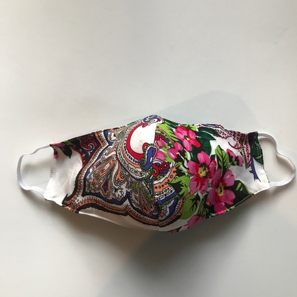 Pink Floral Fabric Face Cover (cloth/ elastic ear)